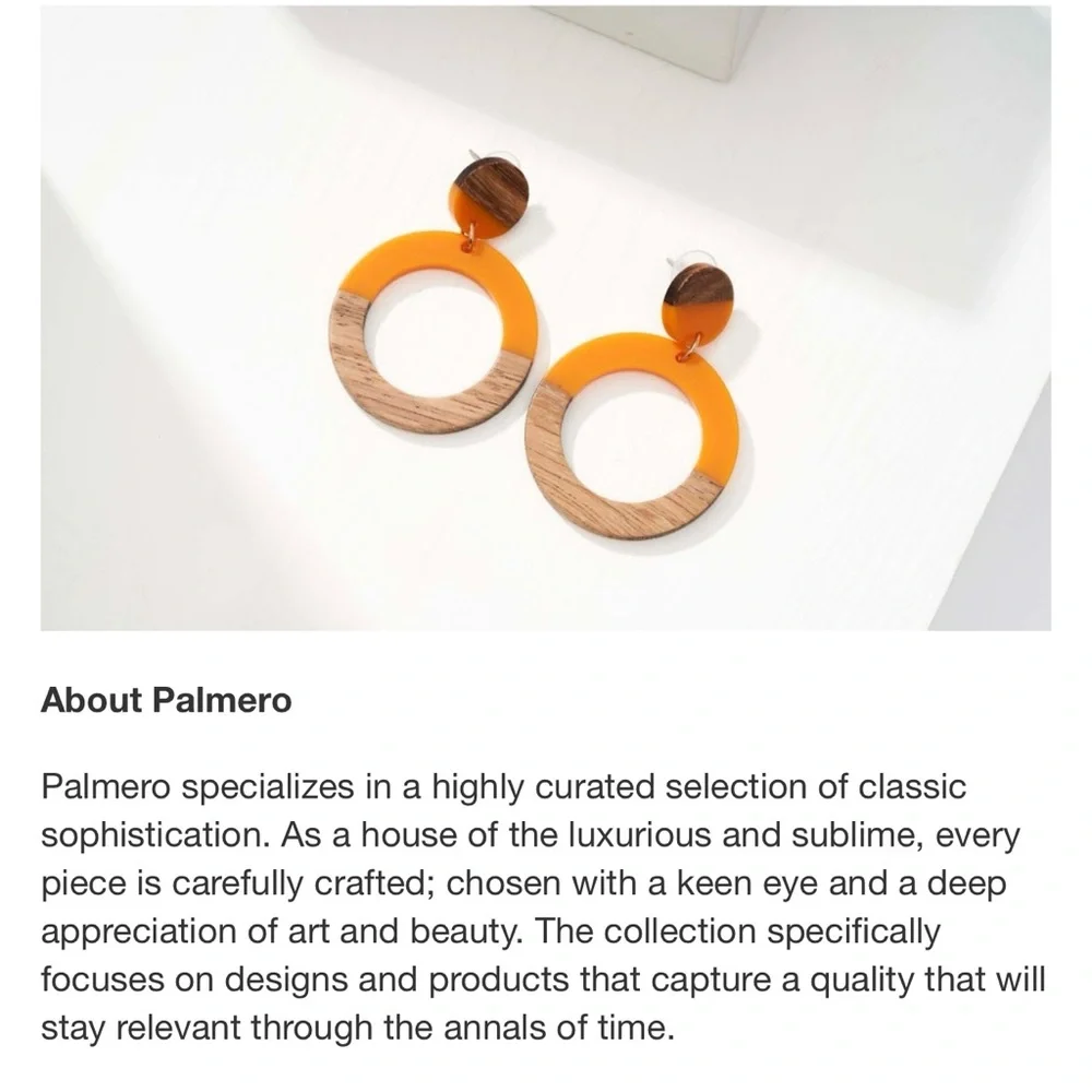 Palmero Earrings -Orange & natural wood -Lauma Collection -Lorelei Earrings NWT